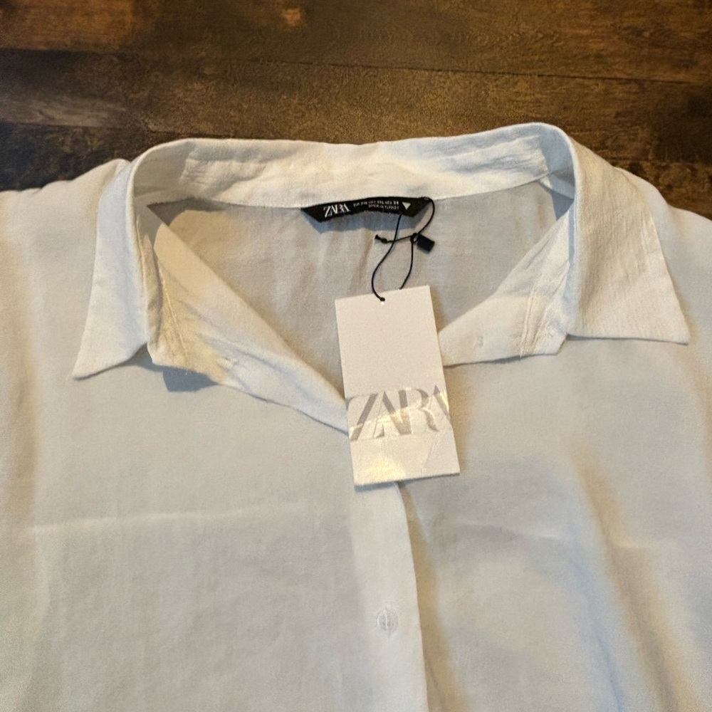 ZARA flowy Ecru oversized shirt - Picture 9 of 16